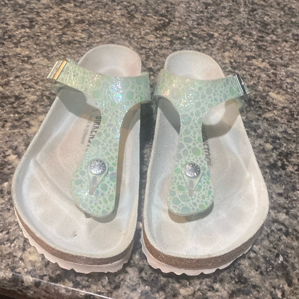 Birkenstock Iridescent Mint Green Gizeh Sandals